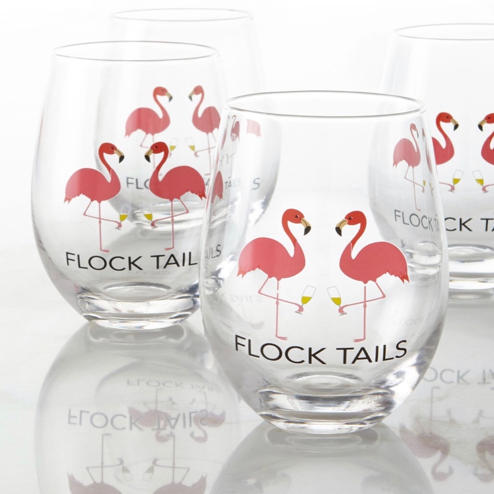 Set of 4 Stemless Cocktail/Wine Glasses Flocktails